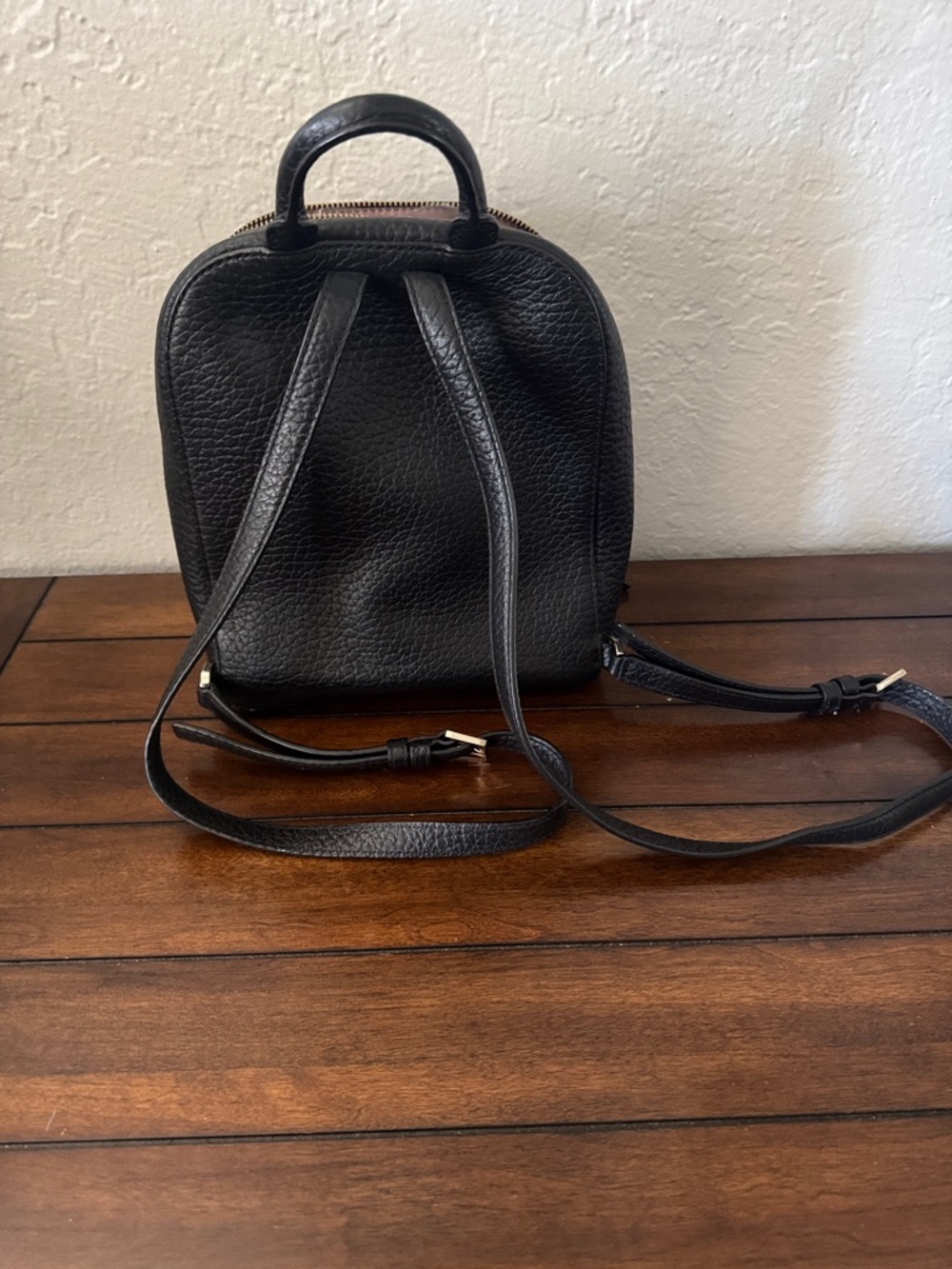Kate Spade Black Pebbled Leather Mini Backpack with Gold Hardware - Picture 3 of 5
